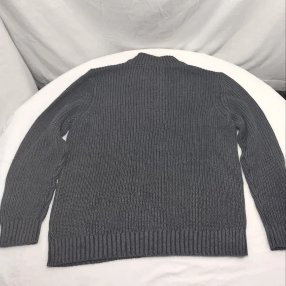 G. H. Bass & Co. Gray Ribbed Knit 1/4 Zip Mock Neck Pullover Sweater - Picture 5 of 16